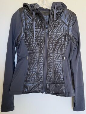 Zella Black Quilted Hooded Hybrid Jacket